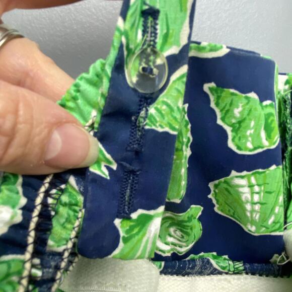 Vintage Clubhouse by Ceeb Navy Blue & Green Shell Print Sun Beach Dress - Picture 9 of 13